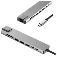 DAYTONA  FC10 8 in 1 Type C to 2xPort USB 3.0 2xSD TF HDMI RJ45 2xPD Kablolu Adaptör